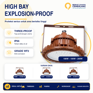 Lampu High Bay LED Explosion Proof 100W 150W 200W IP66 Anti Korosi Industri Anti Ledak Sertifikasi ATEX