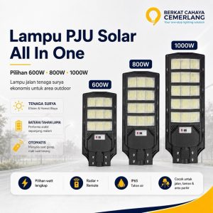 Lampu PJU Solar All In One 600W 800W 1000W Lampu Jalan Tenaga Surya IP65 Radar Remote Outdoor