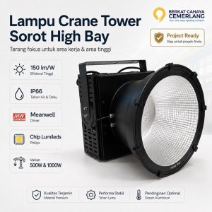Lampu Sorot Tower Crane LUXENDO 500W 1000W Highbay LED SMD Corong High Bay Lighting Lampu Sorot Gedung Stadium Olahraga GOR Tennis Futsal Basket Indoor Outdoor Flood Light Mini Soccer IP65 IP66