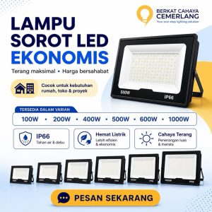 Lampu Sorot LED Flood Light IP66 Outdoor Ekonomis 100W 200W 400W 500W 600W 1000W Putih Terang Hemat Listrik Tahan Air Waterproof