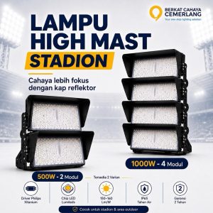 Lampu Sorot High Mast Stadion 500W 1000W LED IP66 Lampu Sorot Kap Reflektor Waterproof Outdoor Lapangan Stadion Olahraga Bandara Pelabuhan Parkir Tambang Industri