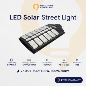 Lampu Jalan Solar All In One Murah 400W 500W 600W Street Light PJU Tenaga Surya Tenaga Matahari Panel Gabung Tahan Air Waterproof Outdoor Garansi Awet Hemat Listrik Sensor Gerak IP67