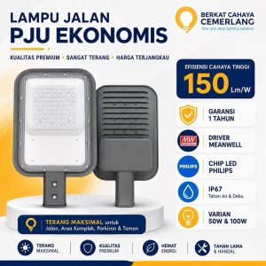 Lampu Jalan PJU LED Premium Ekonomis 50W 100W Hemat Energi Tahan Air Waterproof IP67 Street Light Super Terang