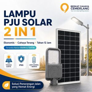 Lampu Jalan PJU Solar 2 in 1 800W 1000W Street Light Tenaga Surya Outdoor Hemat Energi IP65 Tahan 12 Jam