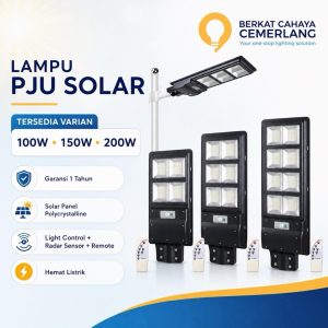 Lampu PJU Solar Cell Panel LED 100W 150W 200W Lampu Jalan Tenaga Surya Sensor Remote IP65