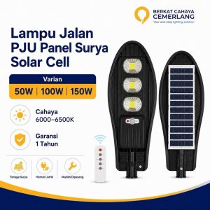 Lampu Jalan PJU Solar Cell COB All In One 50W 100W 150W Tenaga Surya Remote Control Garansi 1 Tahun