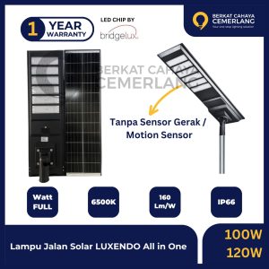 Lampu Jalan Solar All In One 100W 120W PJU LED Tenaga Surya Tanpa Sensor Gerak PJU TS PJUTS IP66 Waterproof Premium Awet Garansi 1 Tahun