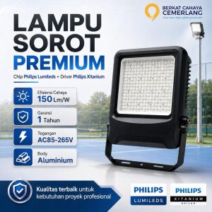 Lampu Sorot LED Premium 100W 200W 300W 400W 150 Lm/W AC85-265V Floodlight Outdoor Proyek Lapangan Padel Parkir Tennis Bola Mini Soccer Gudang Pabrik Tambang Gedung Garansi 1 Tahun Waterproof IP65 IP66 IP67