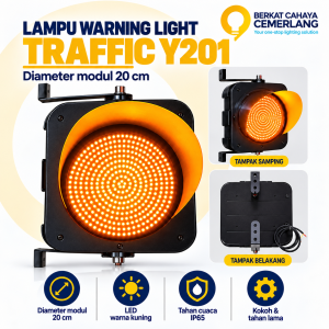 Lampu Traffic Warning Light LED Kuning 20CM Y201 IP65 AC 220V Lampu Sinyal Proyek Industri Persimpangan Pabrik Parkir Tambang