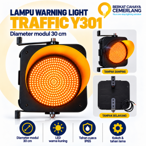 Lampu Traffic Warning Light LED Kuning 30CM Y301 IP65 AC 220V Lampu Sinyal Proyek Industri Persimpangan Pabrik Parkir Tambang