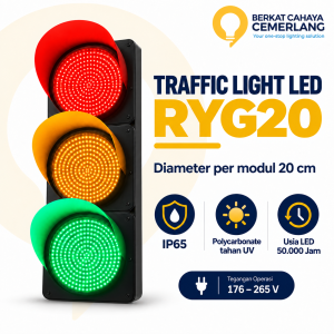 Traffic Light LED RYG20 20CM Merah Kuning Hijau IP65 Lampu Lalu Lintas 3 Modul Lampu Merah