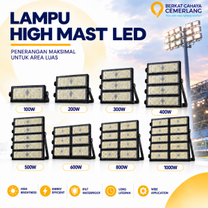 Lampu High Mast LED 100W 200W 300W 400W 500W 600W 800W 1000W IP67 Lampu Sorot Outdoor Lapangan Stadion OLahraga Pabrik Sudut Adjustable