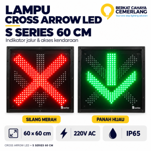 Lampu Traffic Cross Arrow LED 60cm S Series Shinyoku CA-60 220V IP65 Merah Hijau Parkir Jalan Tol